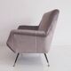 Italian velvet sofa in grey with black lacquered brass legs.