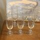 6 chiseled champagne flutes made of transparent glass