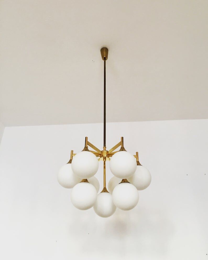 Mid Century brass Sputnik chandelier by Kaiser Leuchten