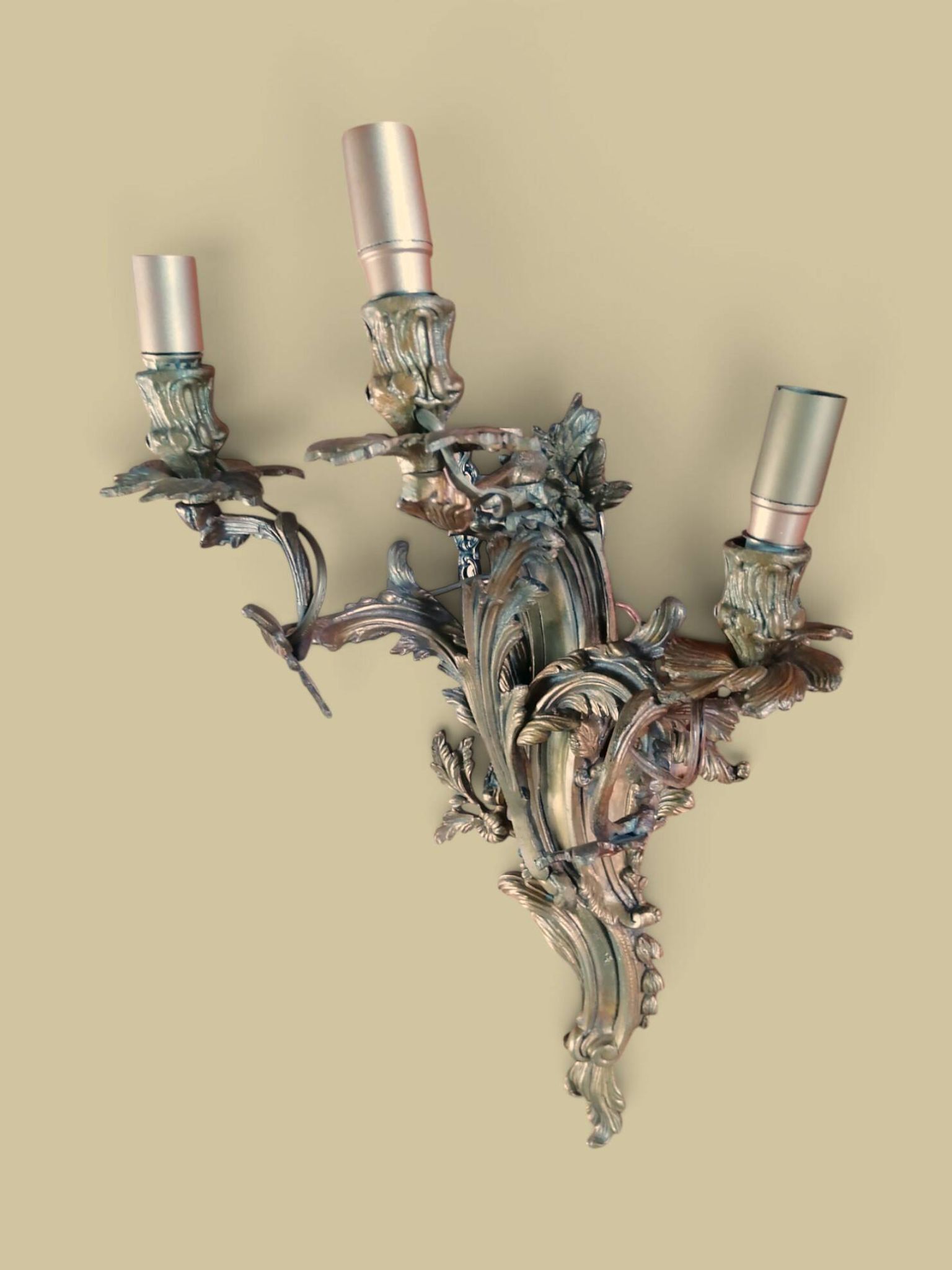 Pair of large wall sconces in Louis XV / Rococo / Baroque style.