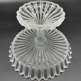 Antique crystal compote, model "Alternating Ridges", late 19th century.