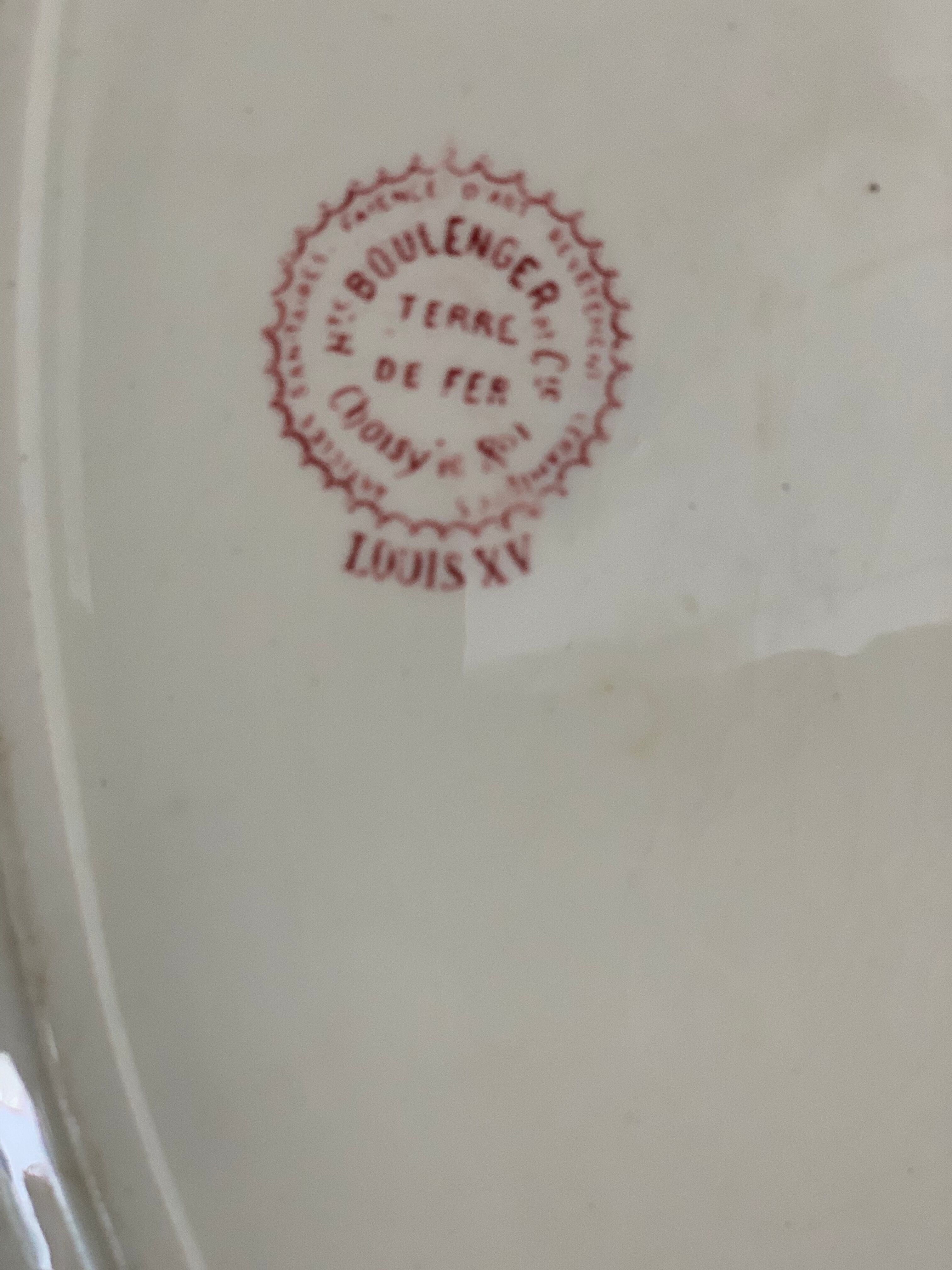 Old long dish in earthenware, iron earth, H.B. & Cie service Louis XV