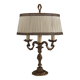 Bronze French Antique Art Nouveau 3-Light Candelabra Lamp Pleated Shade