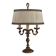 Bronze French Antique Art Nouveau 3-Light Candelabra Lamp Pleated Shade