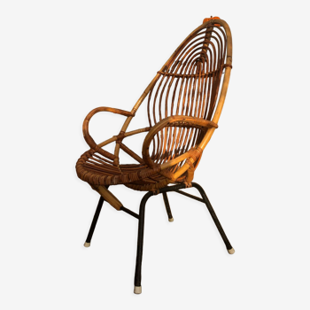 Rattan shell armchair (metal feet)