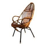 Rattan shell armchair (metal feet)