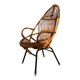 Fauteuil coquille en rotin (pieds métal)