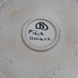 Large 27.5cm bowl signed Bernard Buffat "bird decoration"