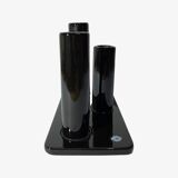 Black Candlestick Stand - VIntage Candle Holder Made From Black Shiny Ceramic From The Mid Century
