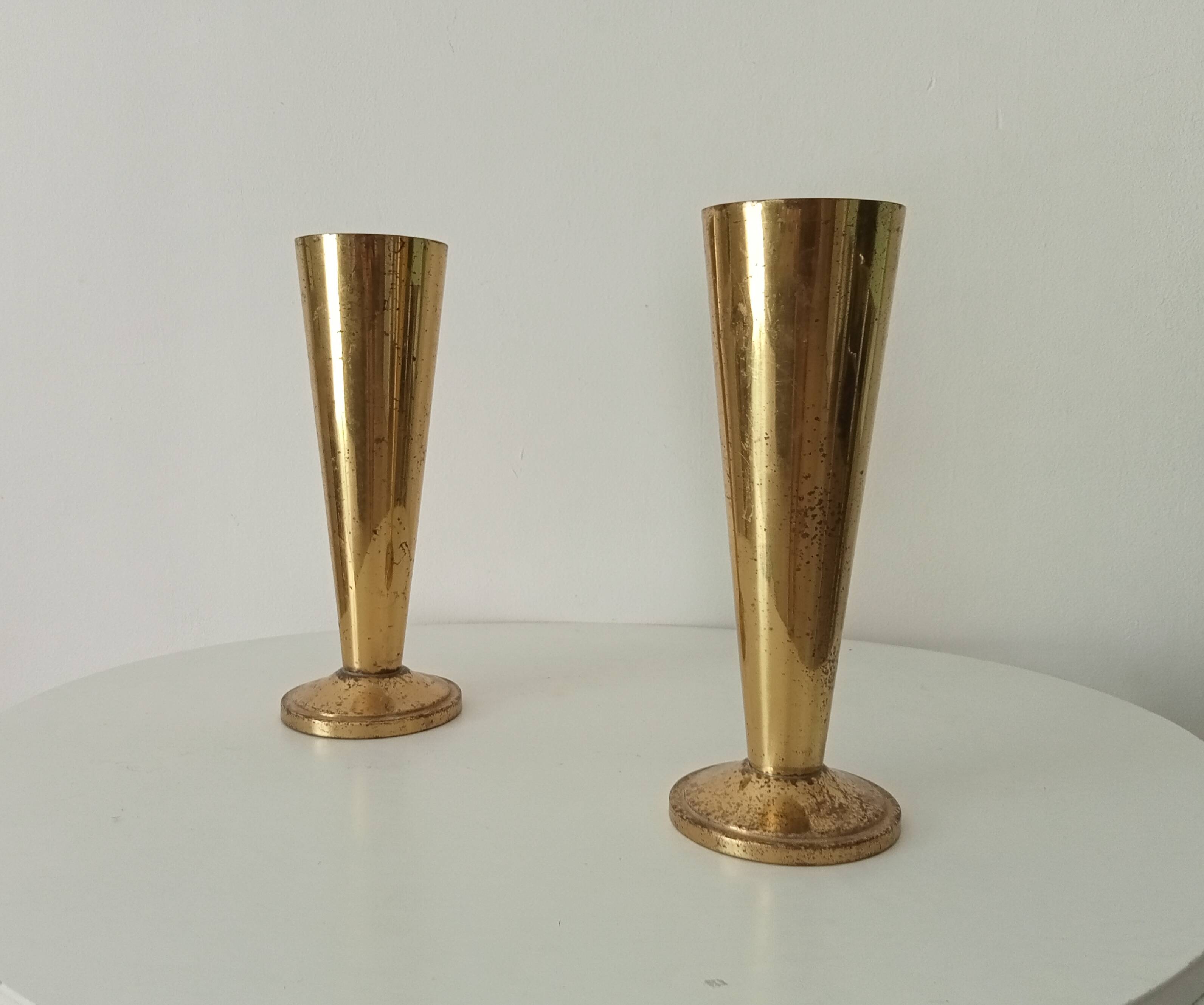 Pair of old folk art shell vases 1914-18