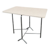 Table pliante chrome et formica rose
