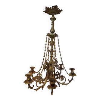 LUSTRE EN BRONZE style Louis XVI époque fin XIX ème