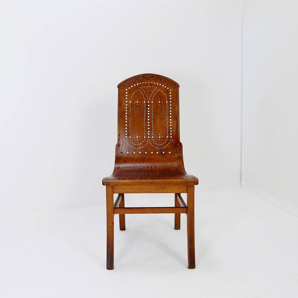 Church Chairs with perforated plywood, 1920s