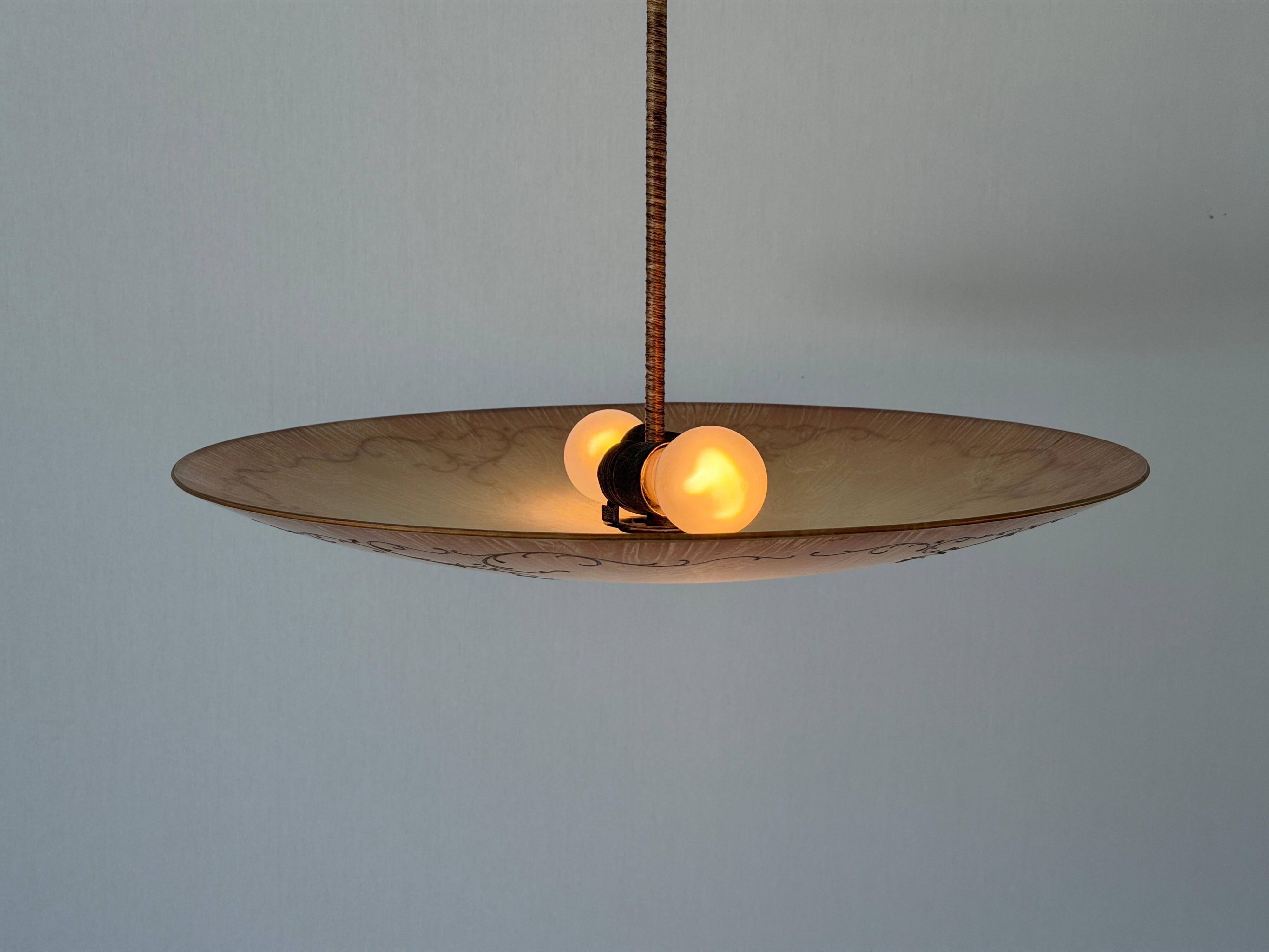 Art Deco ceiling light in pink gilded glass, 1940s, Germany