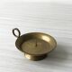 Copper spade candle holder covered with a golden film - handle small ring - for candle with rod
