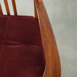 Art Nouveau design dining chair/side chair with red fabric upholstery