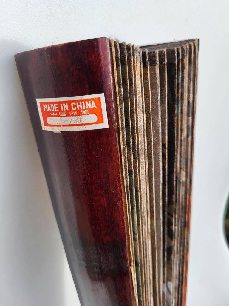 Grand éventail Art Déco grues et Amour en cage