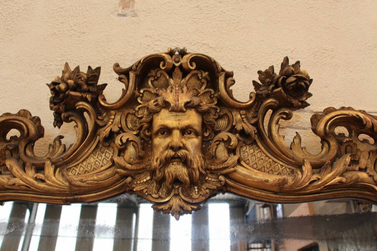 grand miroir doré Napoleon III au masque