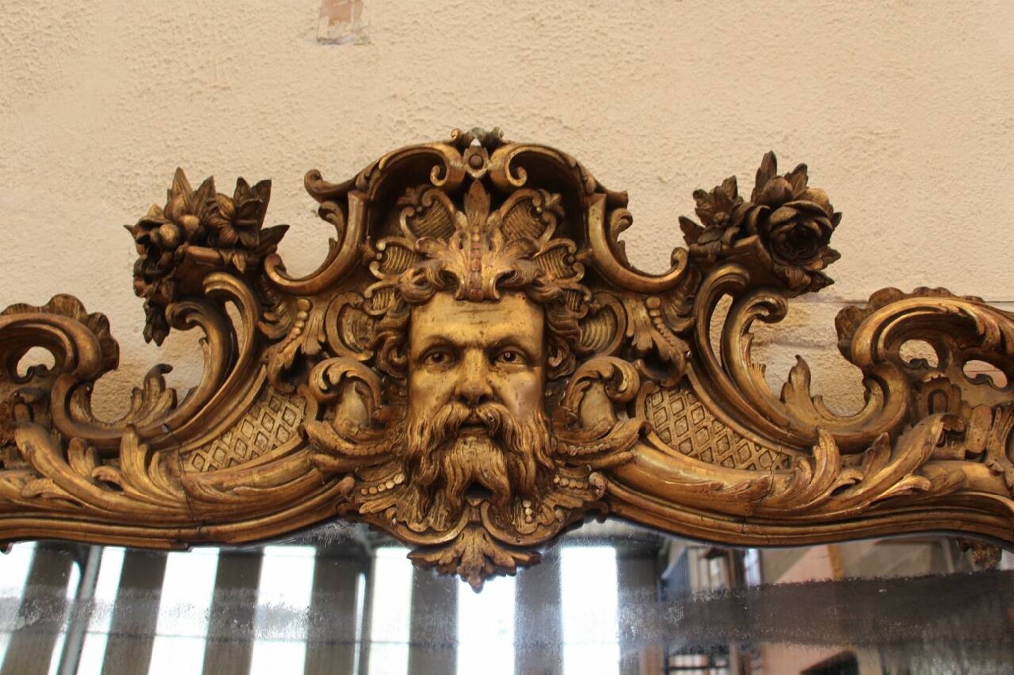 grand miroir doré Napoleon III au masque
