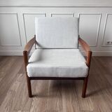 Fauteuil scandinave tissu blanc