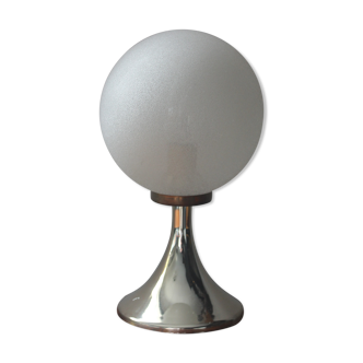Lampe vintage des années 70 pied tulipe et globe sablé