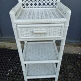 Bamboo shelf and loose white rattan