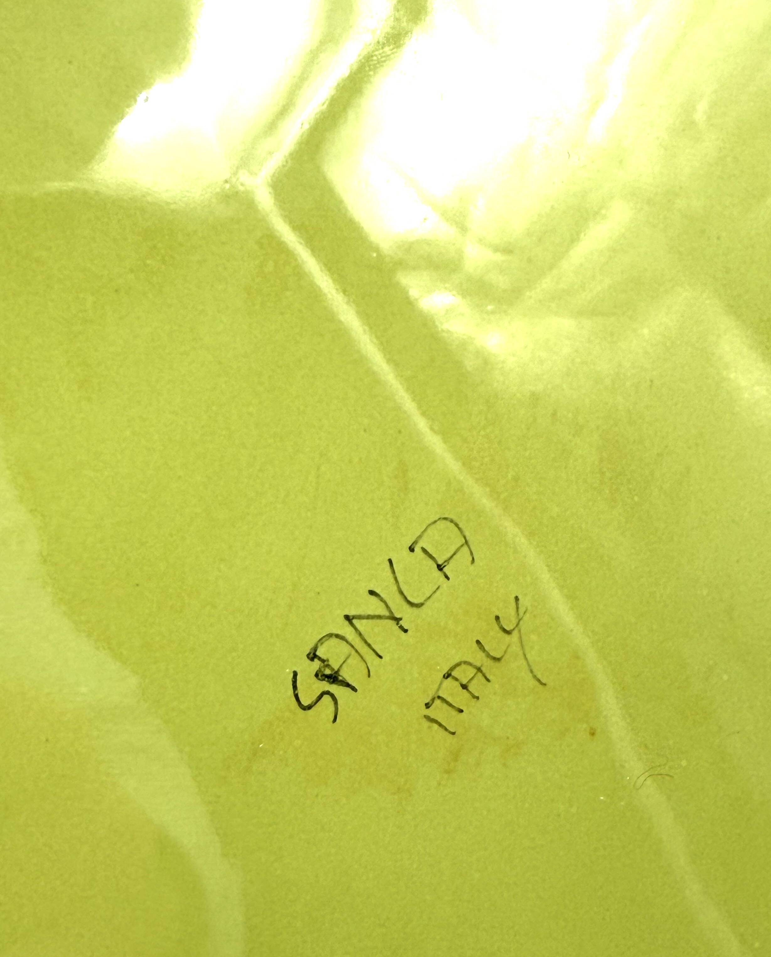 Space age set of 2 green ceramic vide poche, Sicart Italy ca. 1970