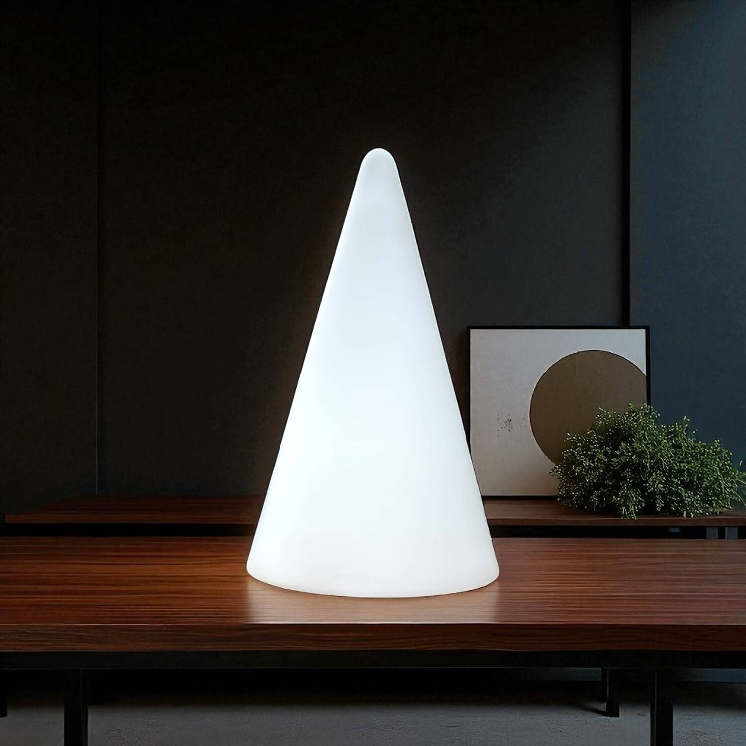 Tipi table lamp h=14.96 (38cm) frosted glass mid century 1980s Germany