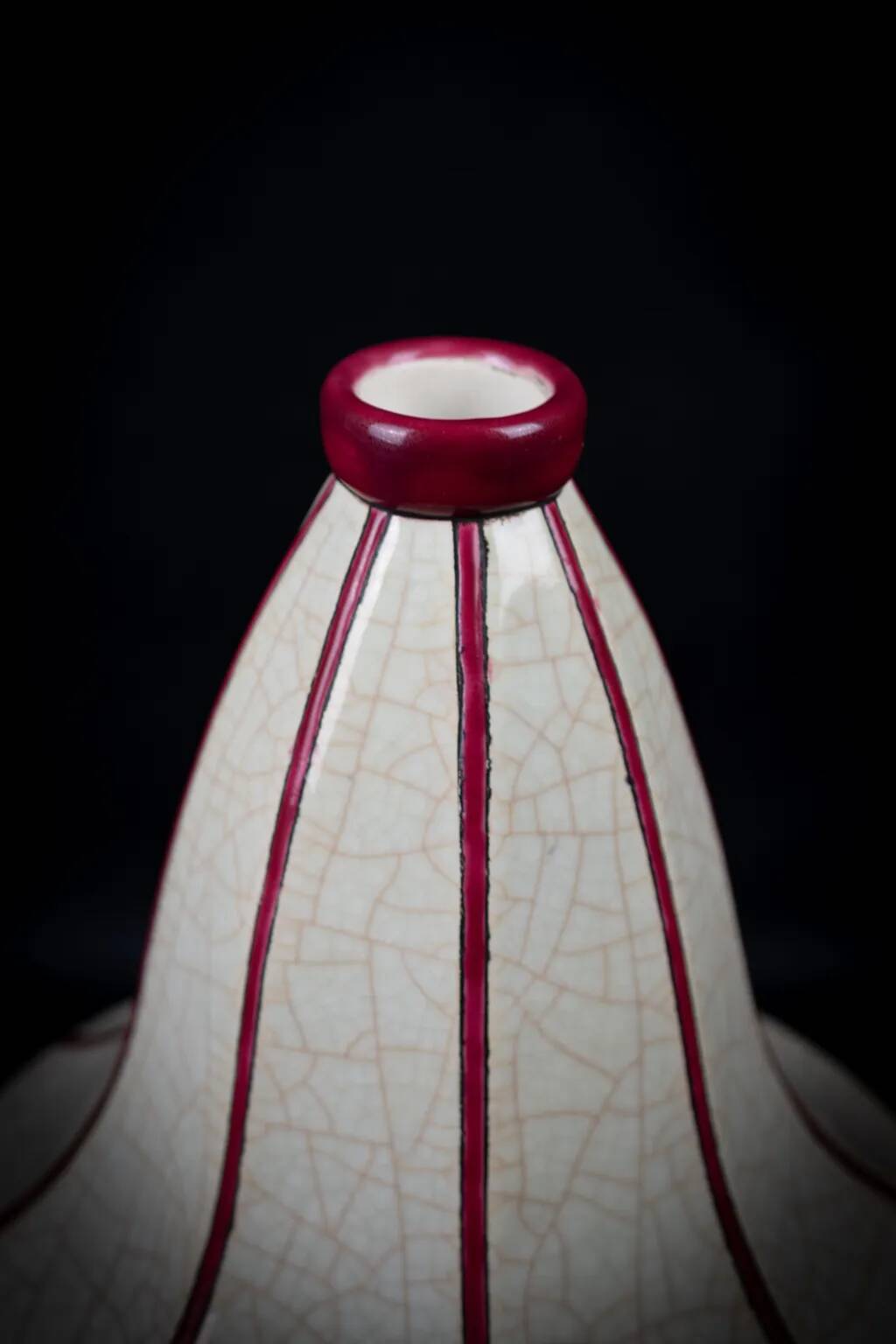 Art Deco Longwy spinning top vase in cloisonné enamel - 1930s