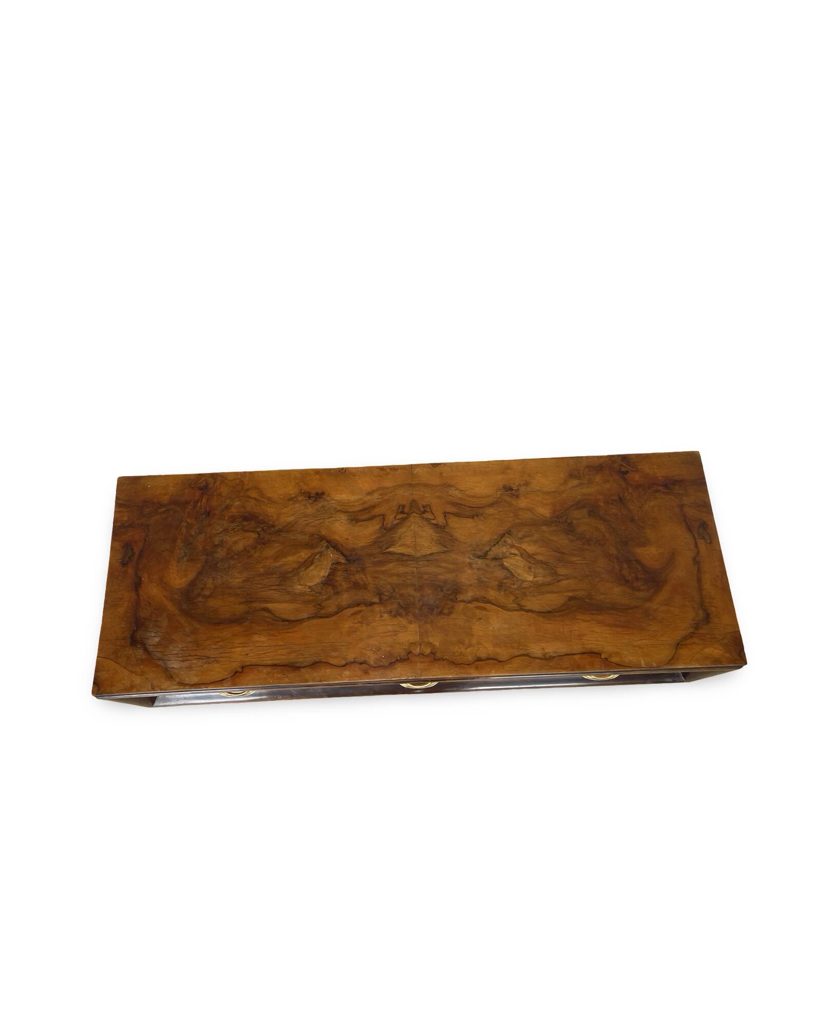 Italian burl walnut art deco console table, 1930s.