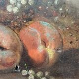 Hst painting still life basket of overturned fruit 19th - 20th century