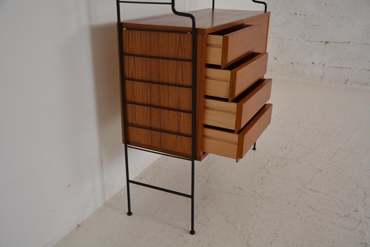 Vintage freestanding teak shelf
