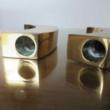 Pair of candle holders in golden brass, 70s