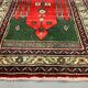 Distressed Turkish Rug 117x88 cm Vintage Shabby, Wool Tribal Red, Green Small