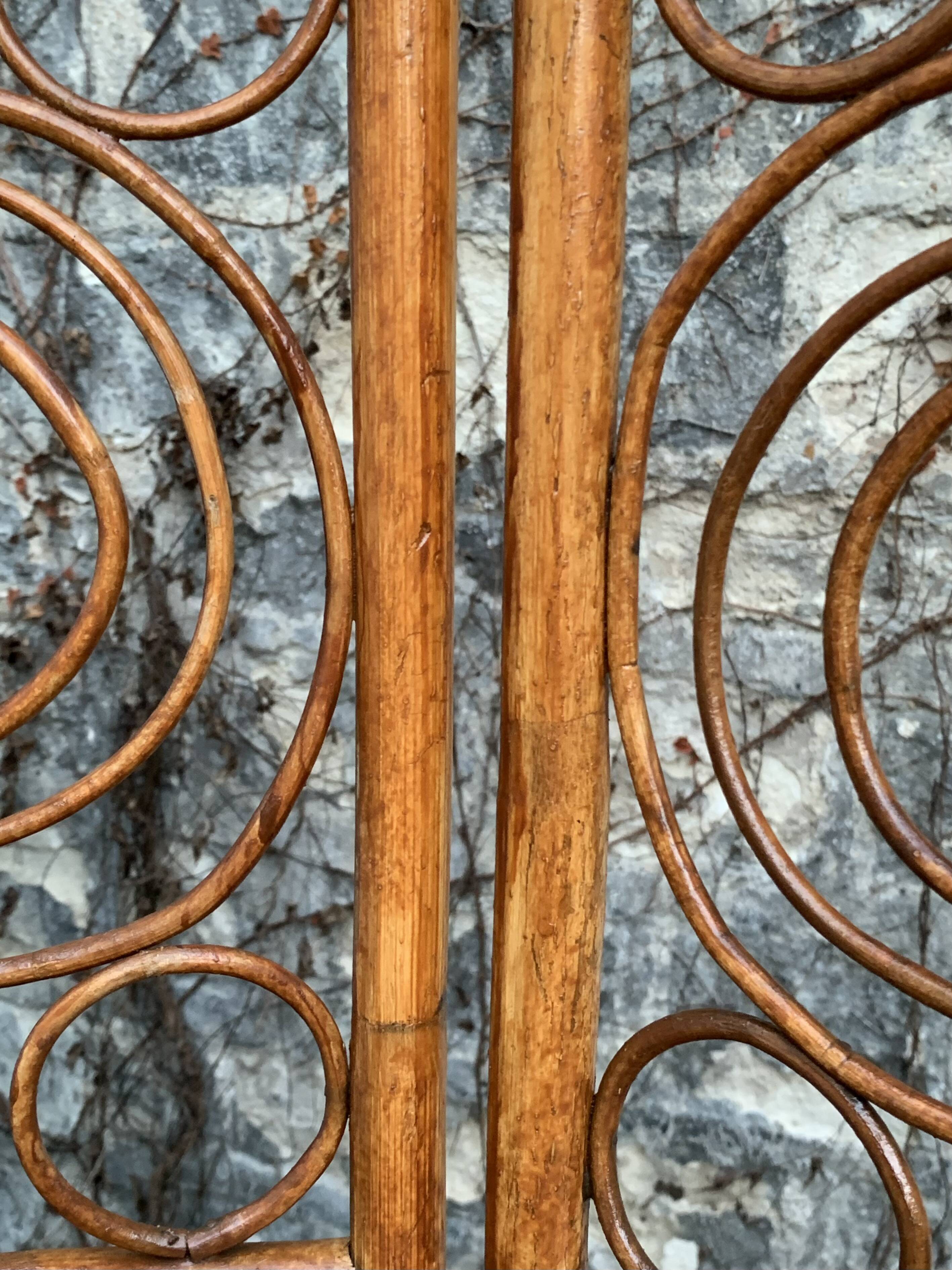 Vintage 1960s Curved Rattan Screen