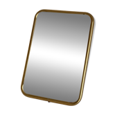 Vintage 1960 barber mirror, shaving or travel, gold and blue - 16 x 11 cm