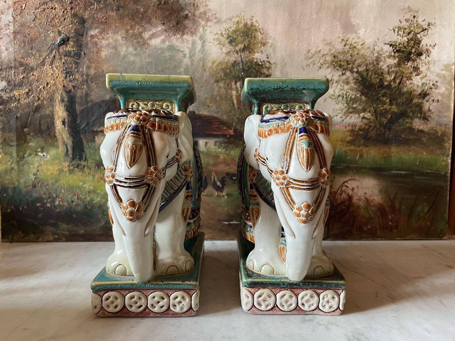 Ceramic elephants plant holder