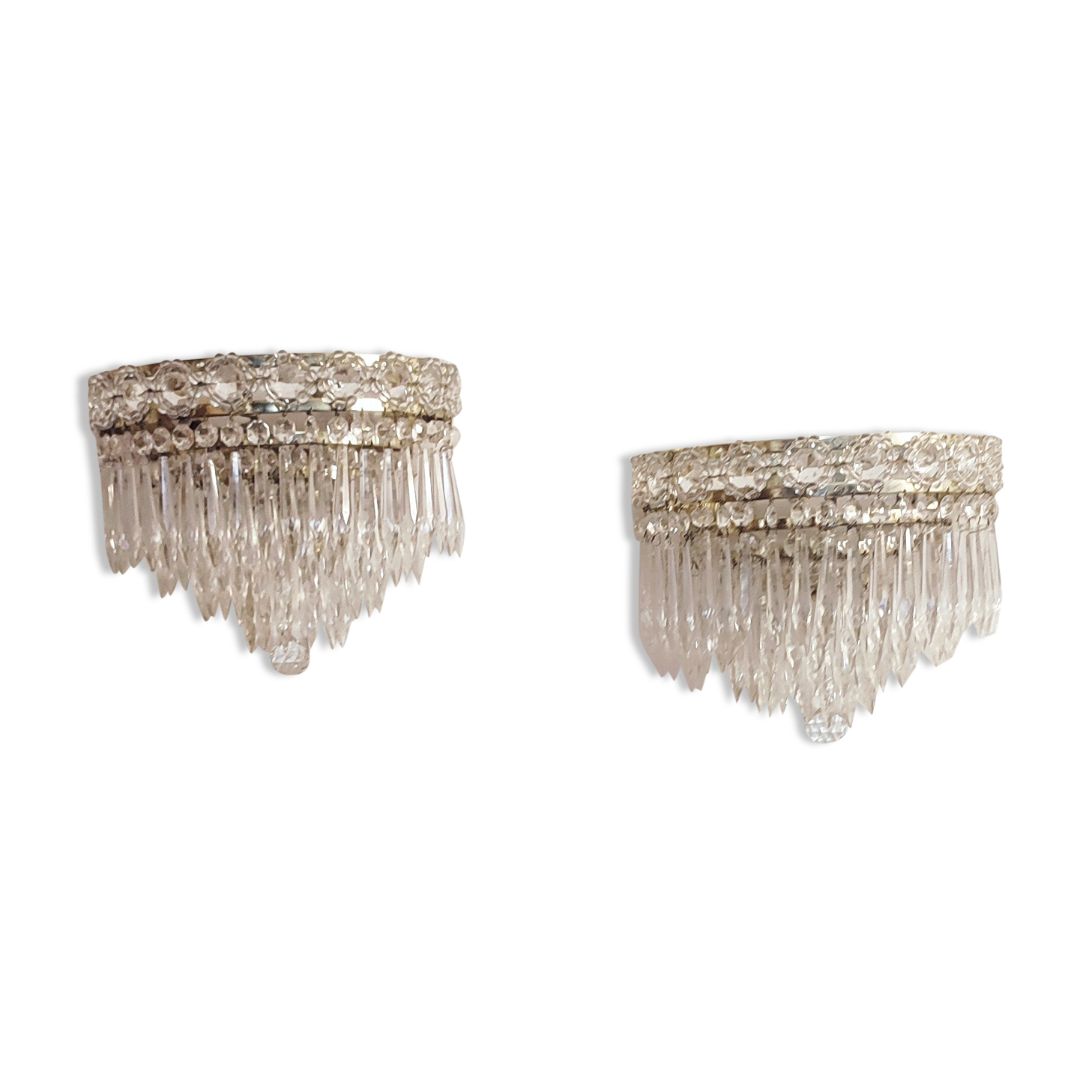 Classic crystal sconces. France, 1950s