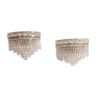 Classic crystal sconces. France, 1950s