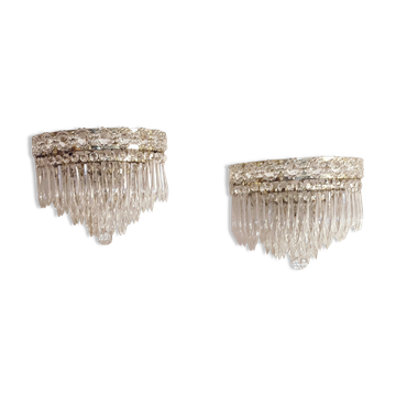 Classic crystal sconces. France, 1950s