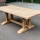 Grande table de monastère brutaliste en chêne massif 210x100cm 70s