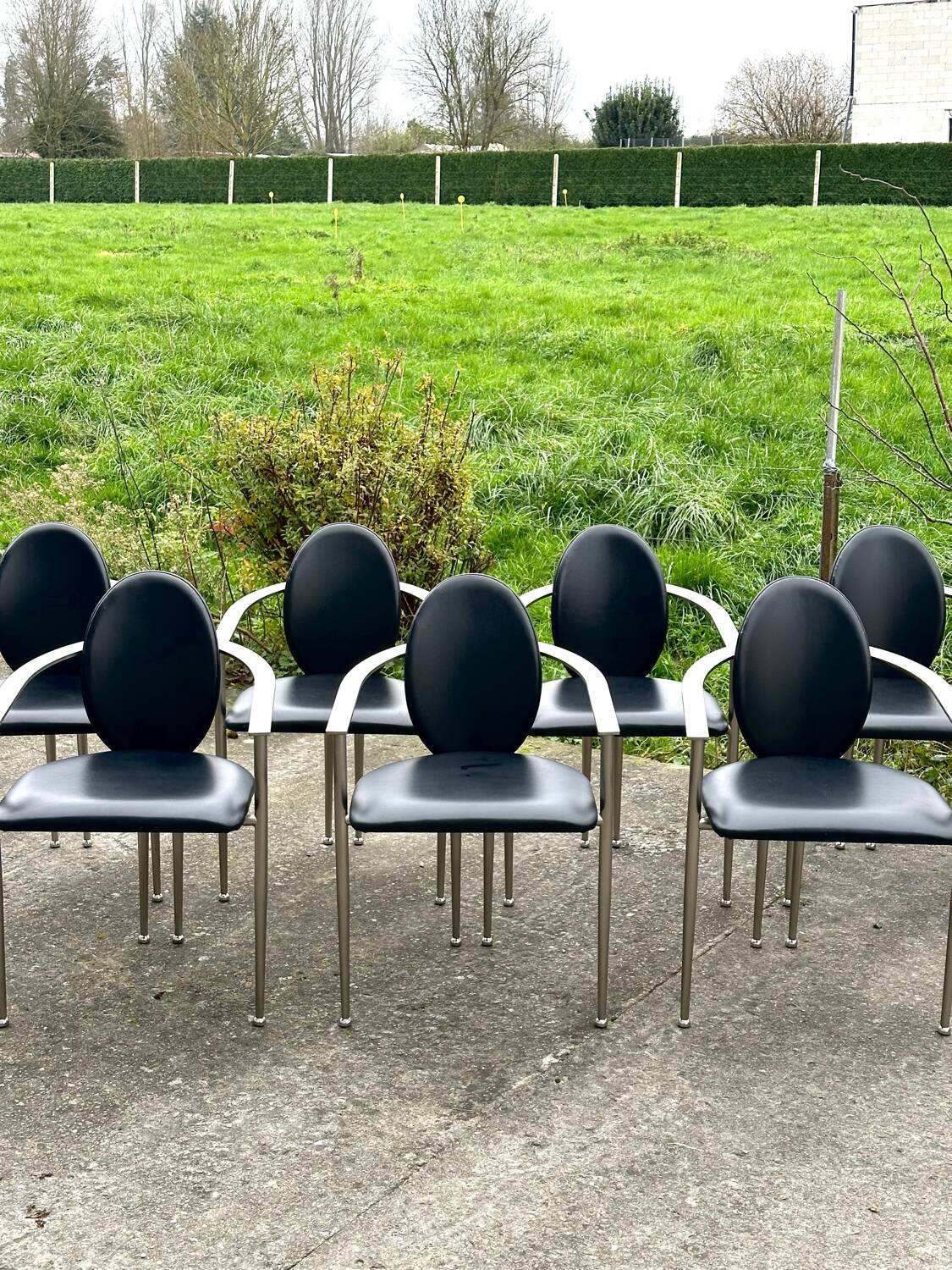 Set of 7 Belgo Chrome chairs from the 1980s