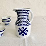 Set of six Sargadelos porcelain wine glasses and pitcher