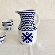 Ensemble de six coupes et pichet à vin en porcelaine Sargadelos