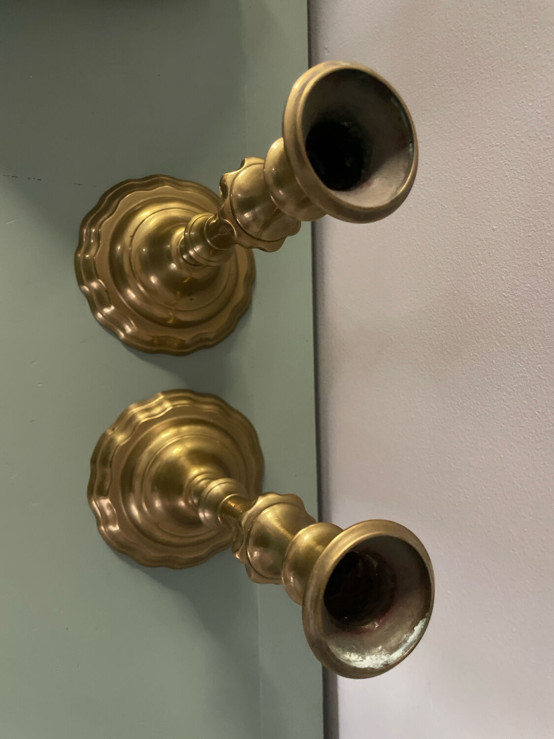 Brass candlestick set of two