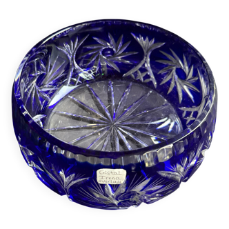 Cobalt blue cut crystal salad bowl – irena poland