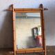 Antique cross mirror, turned wood, bamboo style