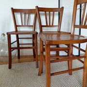 Set of 4 vintage bistro chairs in wood - brasserie style