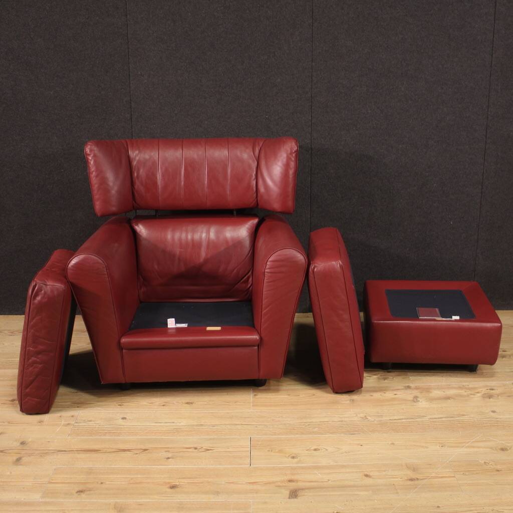 Italian armchair with footstool design production Zanotta