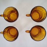 4 tasses à café verre ambré Duralex vintage